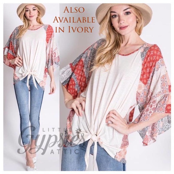 Big Bell Patchwork Sleeves Bohemian Top - Picture 8 of 9